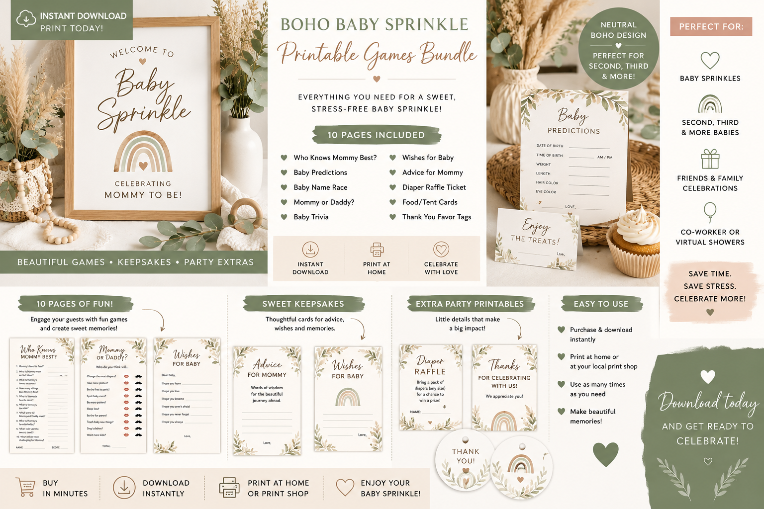 Printable baby sprinkle bundle pages and decor